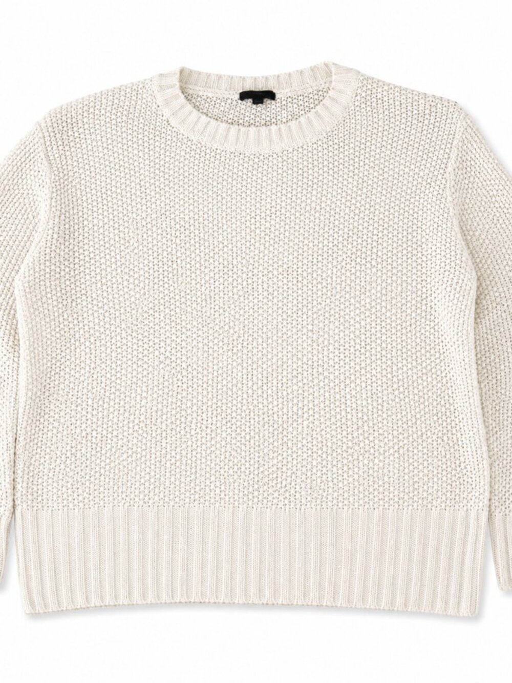 J.Crew Cream Chunky Knit Cotton Sweater Size Large Open Stitch Pullover